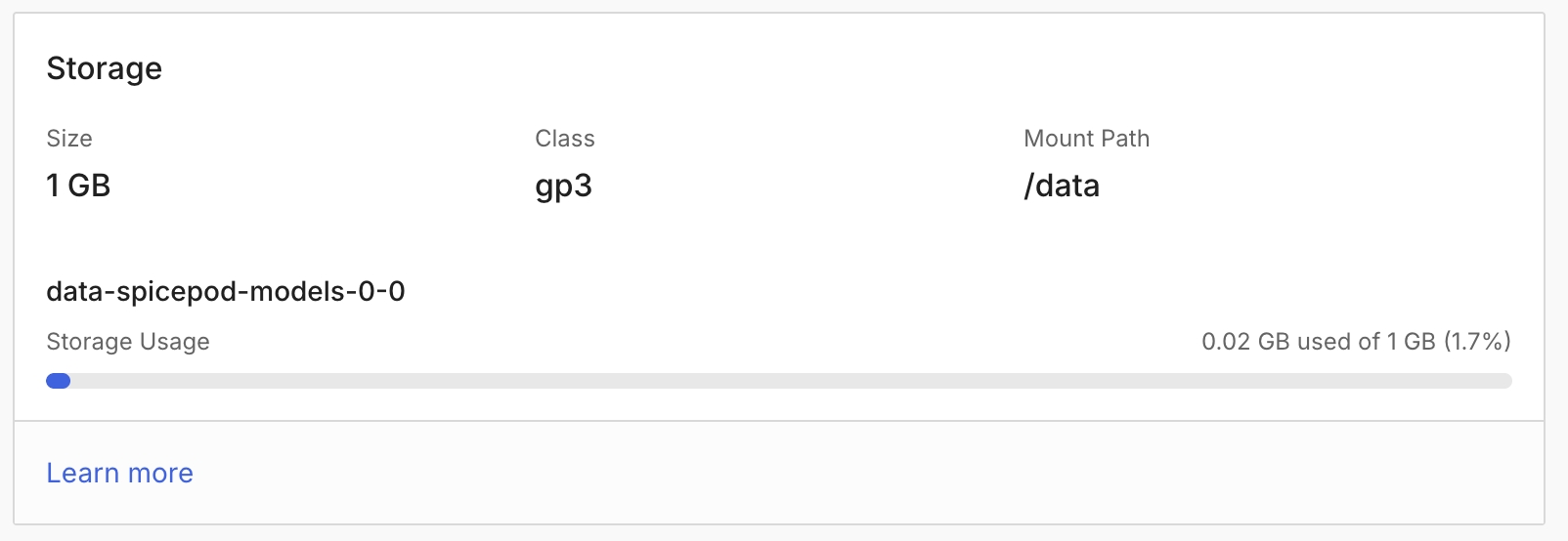 app runtime storage settings